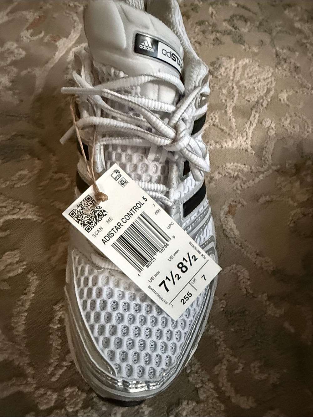 adidas White and Silver Adistar control 5 Mesh Sneakers - Picture 2 of 3